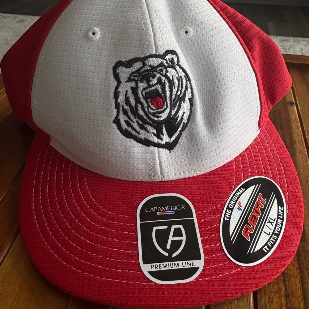 Cap America Red and White Bear Logo Hat